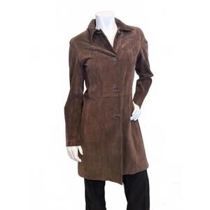 Marc New York Andrew Marc Brown Suede Leather Coat Women’s Small Button Front